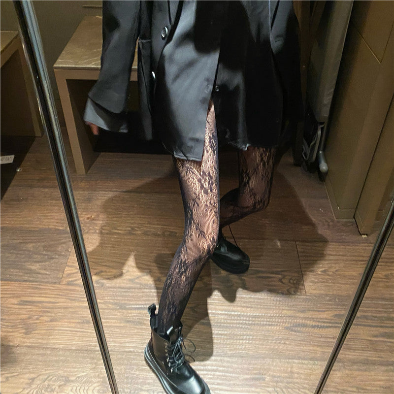 Rose Lace Pattern Pantyhose for Women