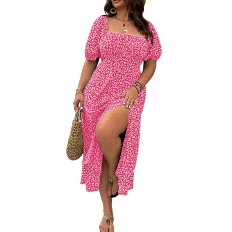 Floral Square Neck Midi Dress