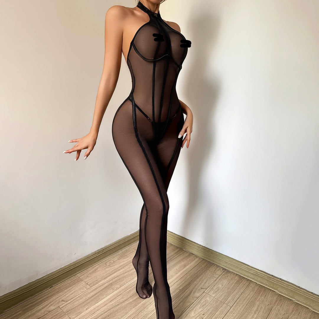 Sheer Mesh Halter Bodysuit