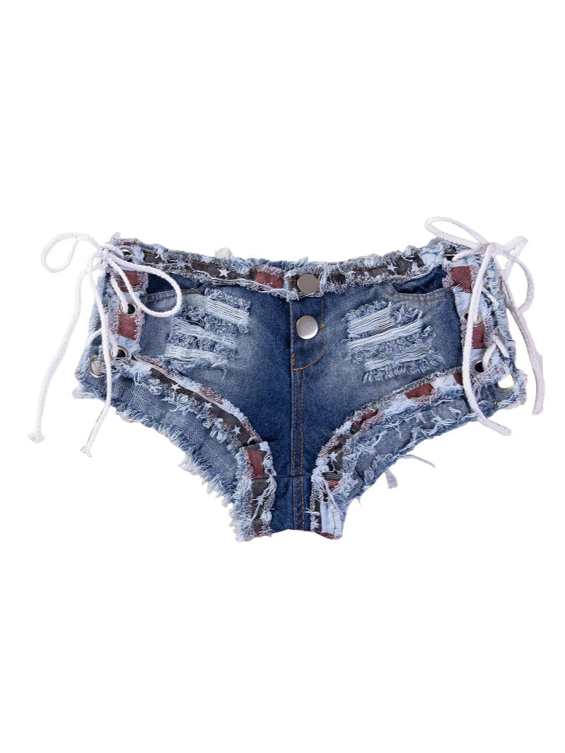 Low Rise Distressed Denim Shorts – Sexy Ripped Hot Pants for Women