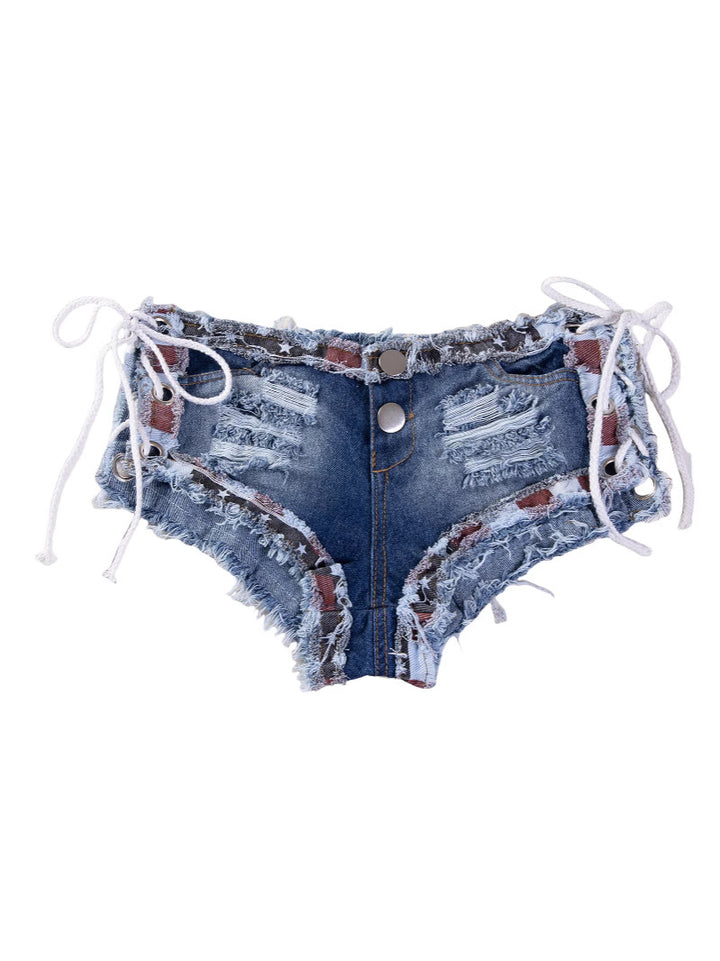 Low Rise Distressed Denim Shorts – Sexy Ripped Hot Pants for Women
