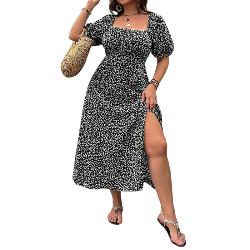 Floral Square Neck Midi Dress