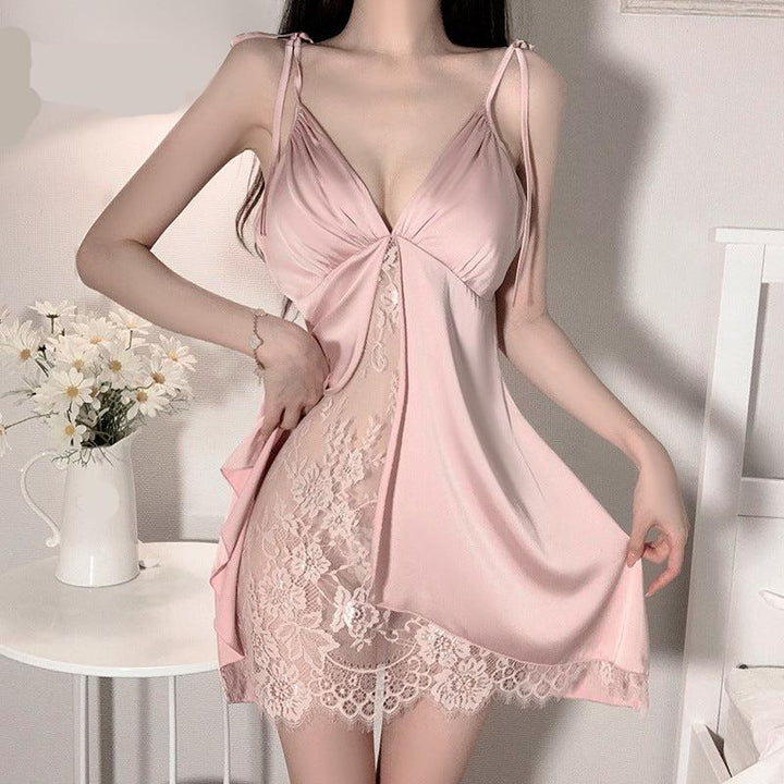 Satin Silky Lace Suspender Nightdress