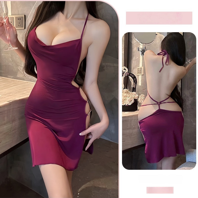 Women’s Halter Nightdress – Cowl Neck Fitted Slip Dress