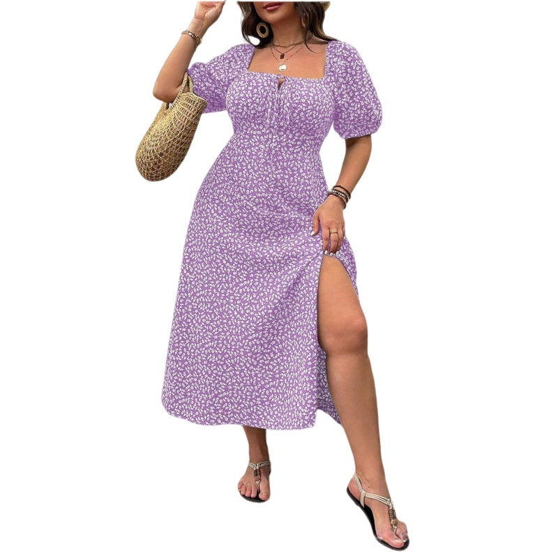 Floral Square Neck Midi Dress