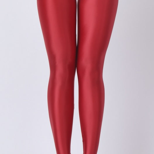 Plus Size Glossy High Waist Leggings