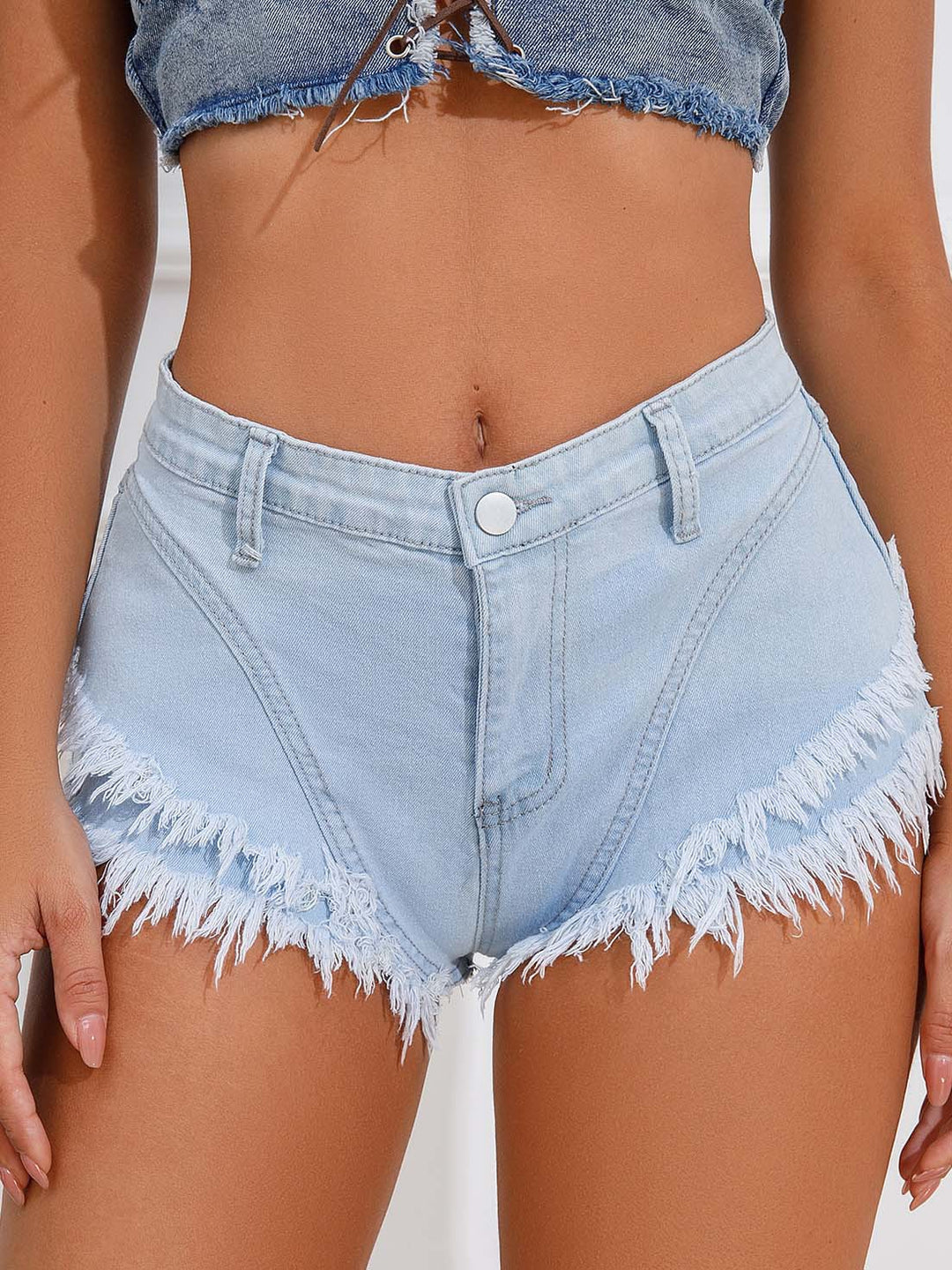High-Waisted Tiered Denim Shorts for Women – Ruffle Layered Summer Casual Shorts