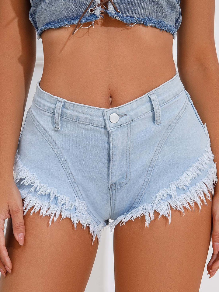 High-Waisted Tiered Denim Shorts for Women – Ruffle Layered Summer Casual Shorts