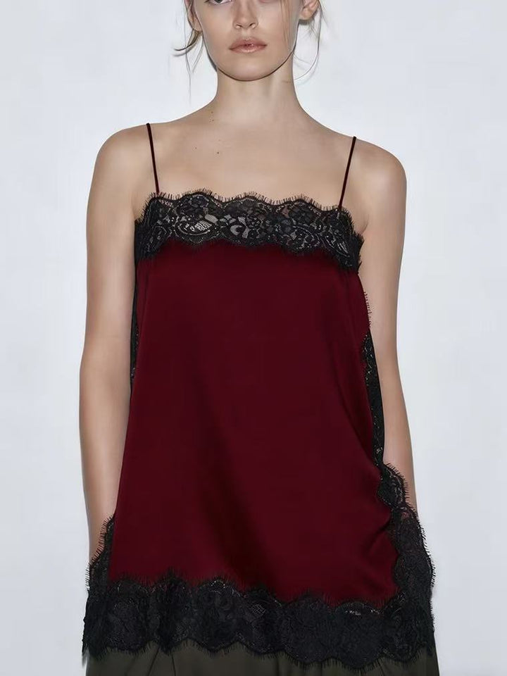 Lace Trim Cami Top – Minimal Chic Spaghetti Strap Tank Top for Women