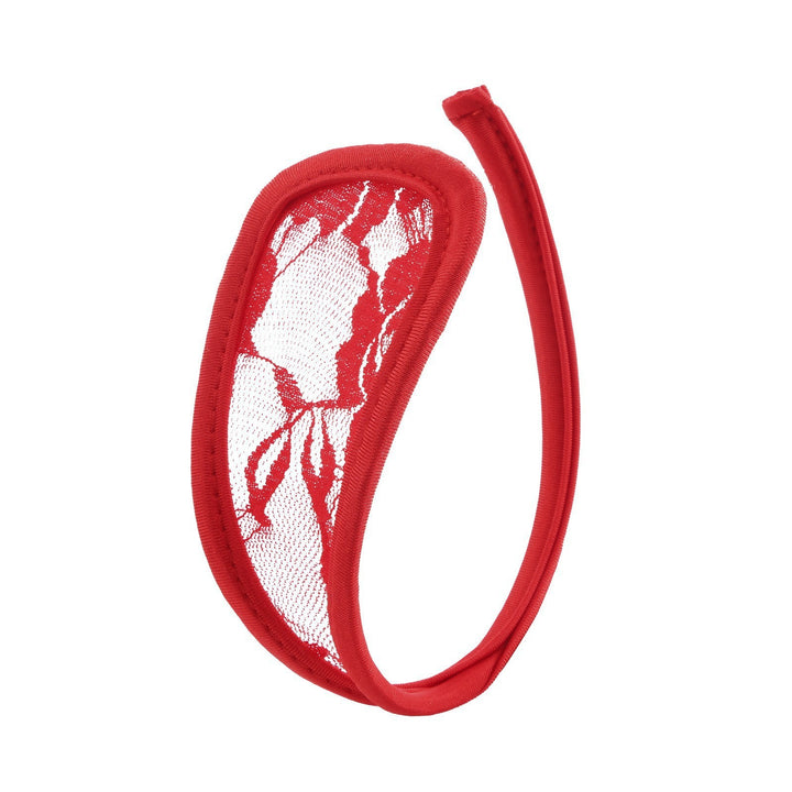 Women’s Lace C-String Couple Set – Cherry Detail Sheer Minimal Panty
