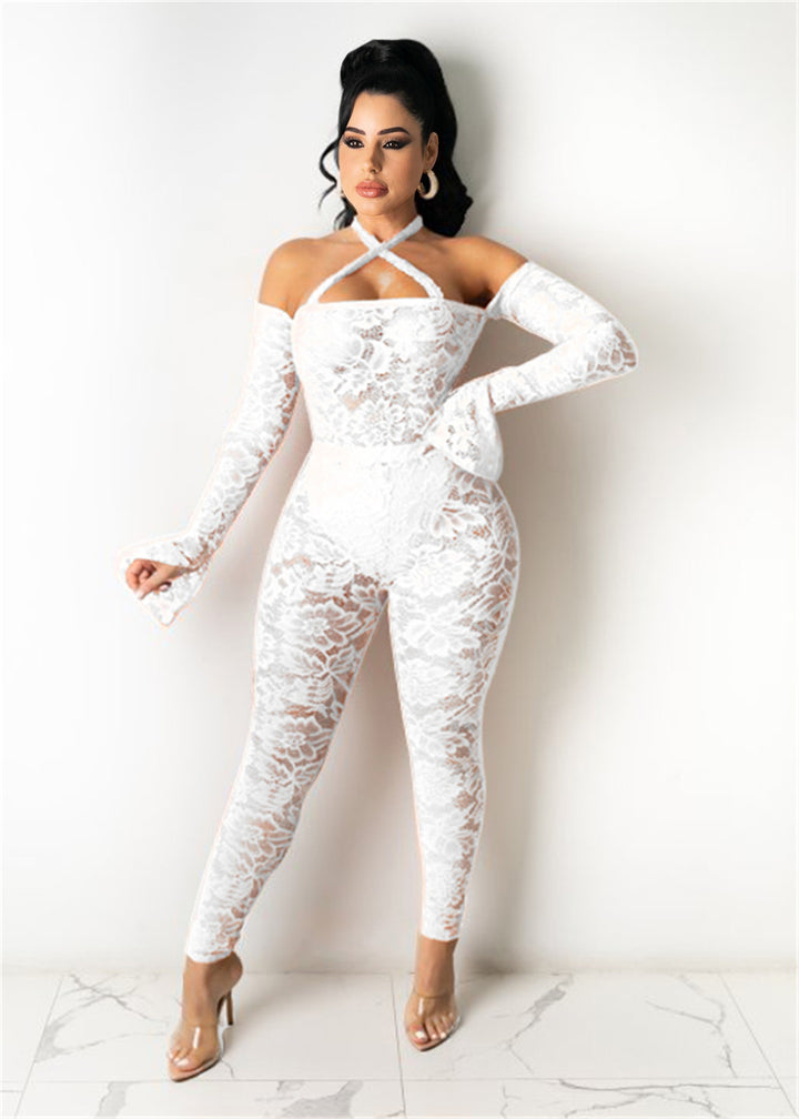 Spring and Summer Lace Tie Jumpsuit
