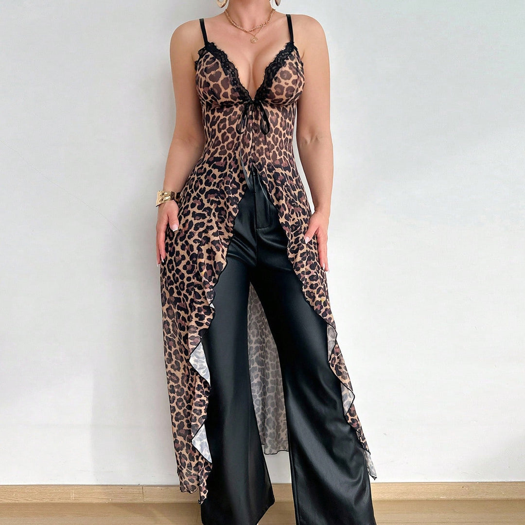Leopard Print Nightdress & Thong Set