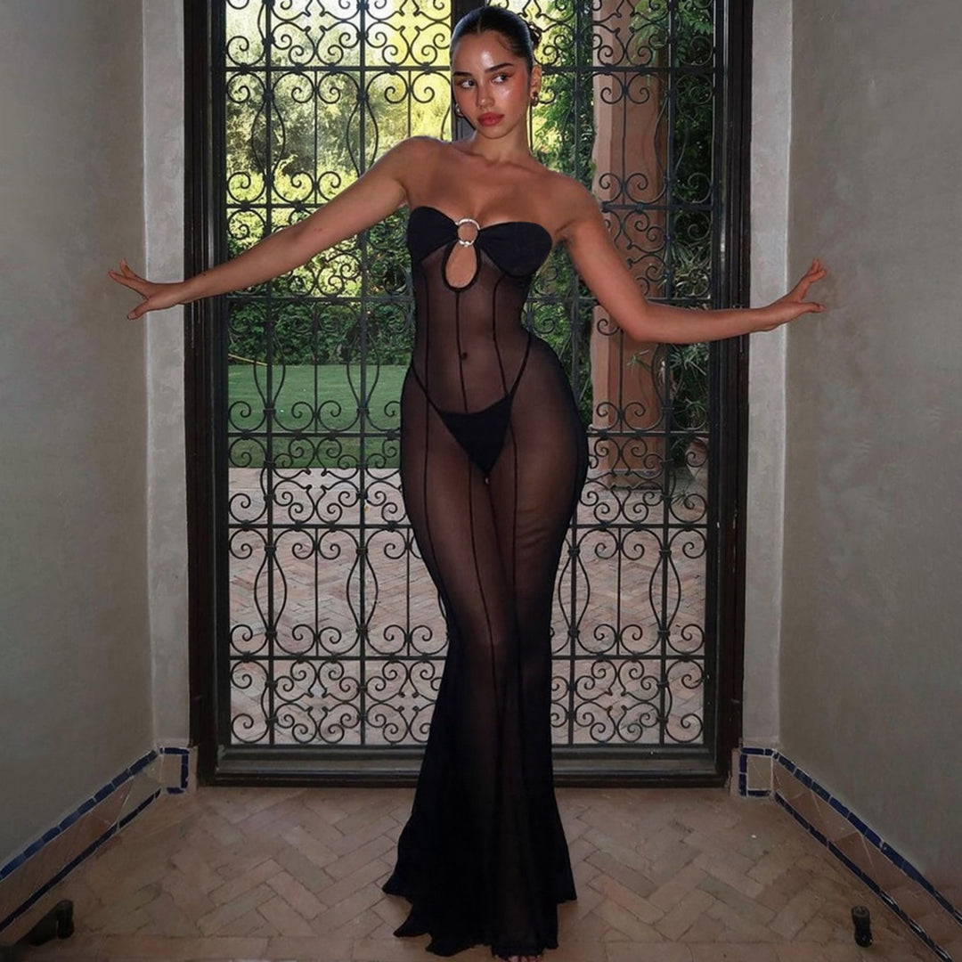 Sexy Sheer Mesh Maxi Dress for Women