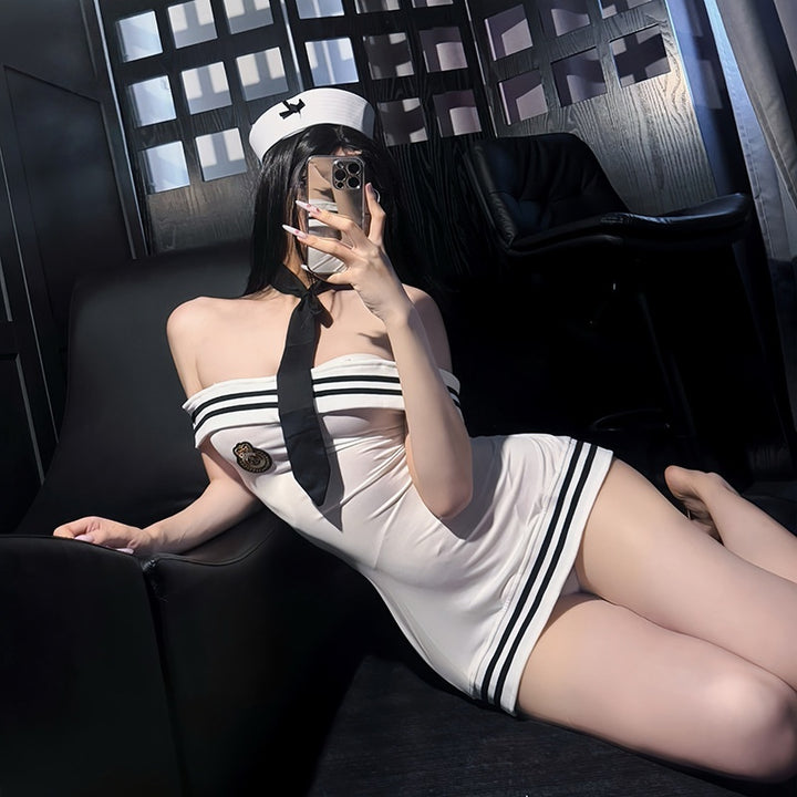 Strapless Lace Set – Tie Front Cosplay Style Lingerie Outfit