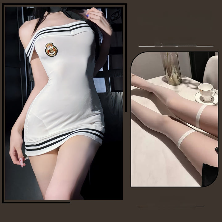 Strapless Lace Set – Tie Front Cosplay Style Lingerie Outfit