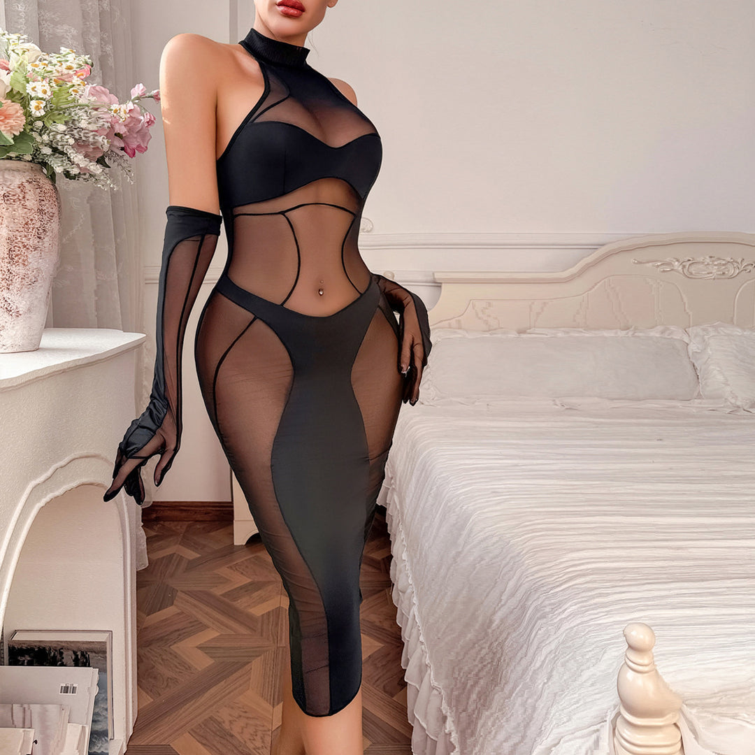 Women’s Sheer Mesh Bodysuit 3-Piece Set