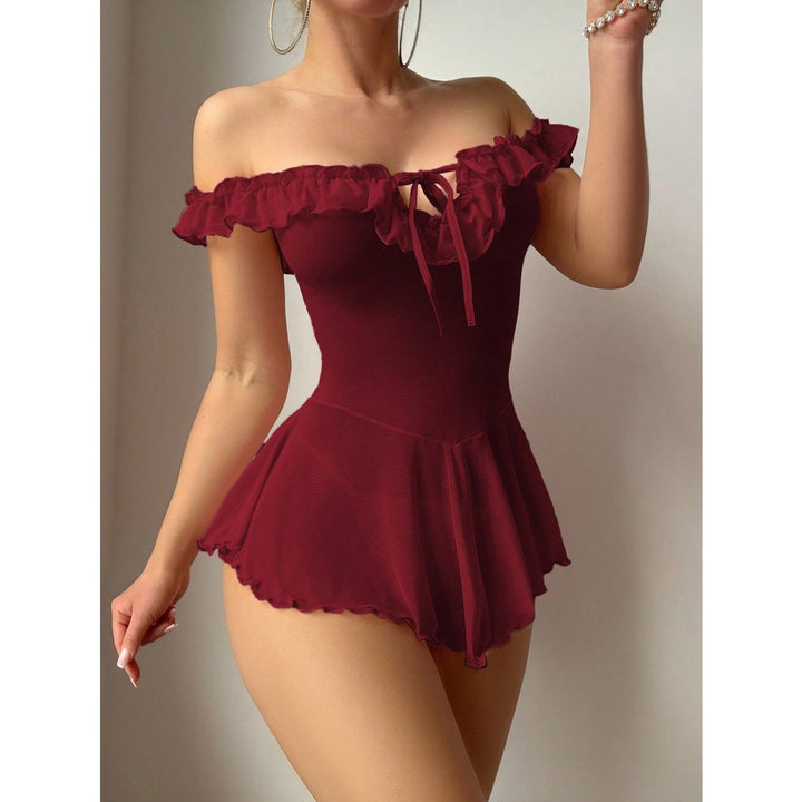 Off-Shoulder Ruffle Babydoll Sleepwear