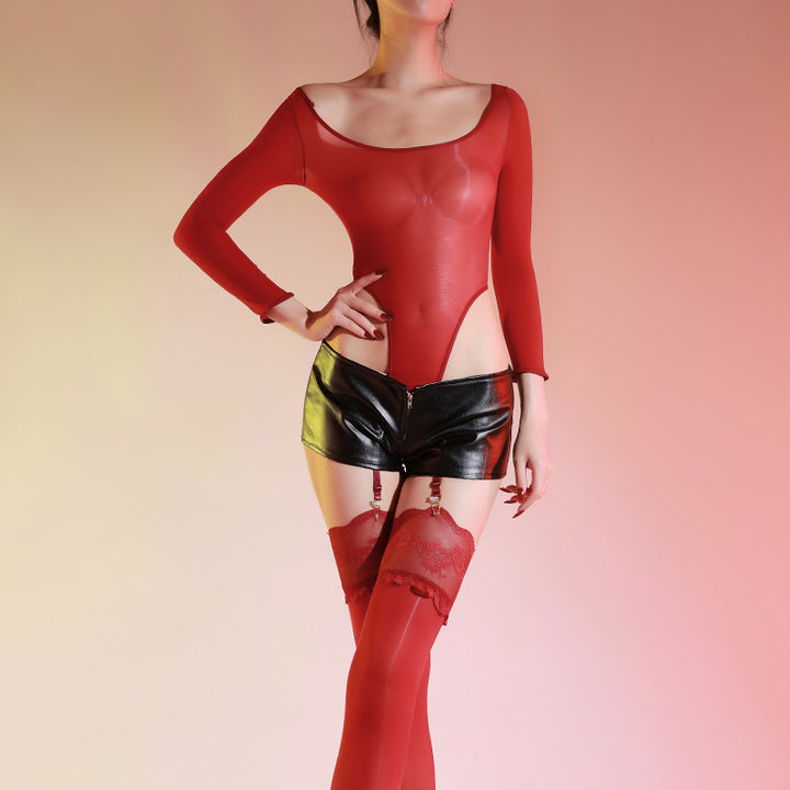 Greased Garter Bodysuit Lace Stockings