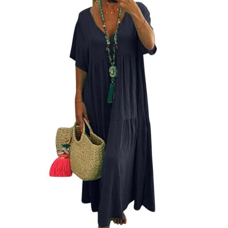 Relaxed V Neck Maxi Dress