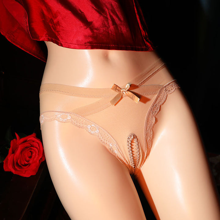 Lace crotchless panties