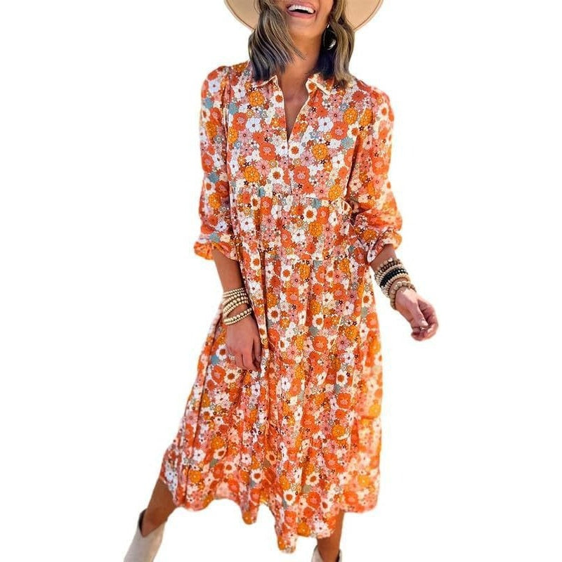 Vintage Floral Midi Dress