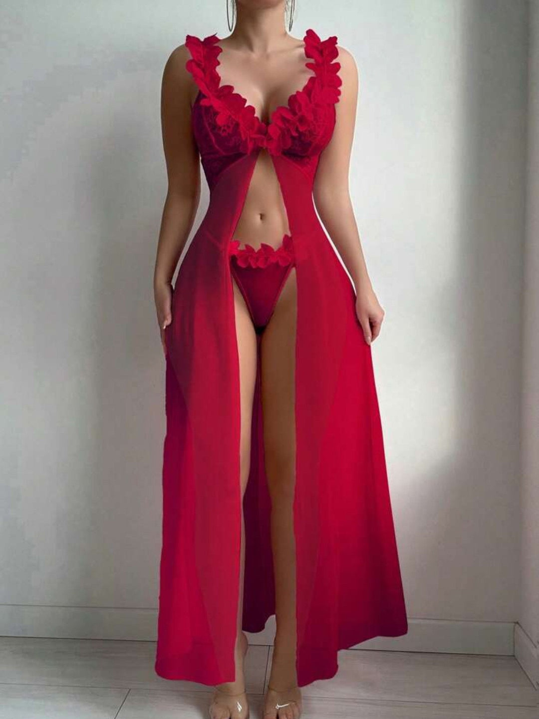 Women’s Floral Lace Split Maxi Nightdress