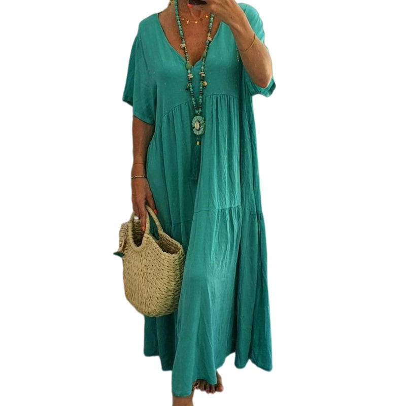 Relaxed V Neck Maxi Dress