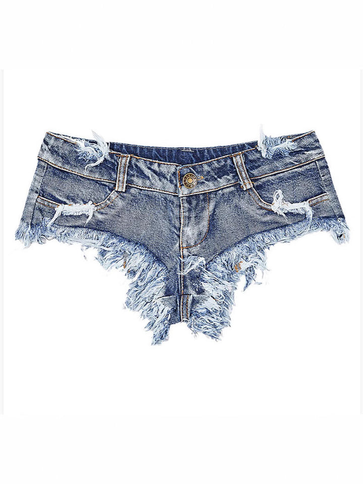 Low Rise Denim Micro Shorts – Y2K Triangle Cut Festival Hot Pants for Women