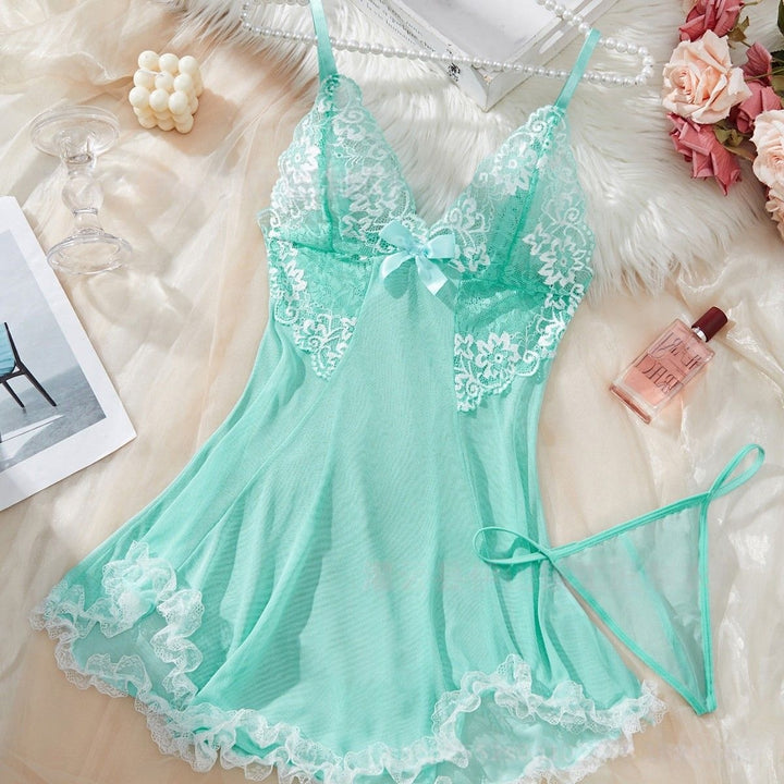 Deep V Cami Nightdress – Lightweight Mesh Lounge Set