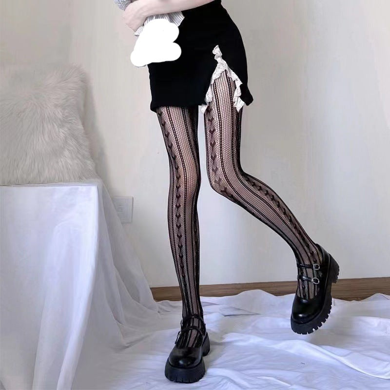 Vertical Stripe Love Thin Stockings