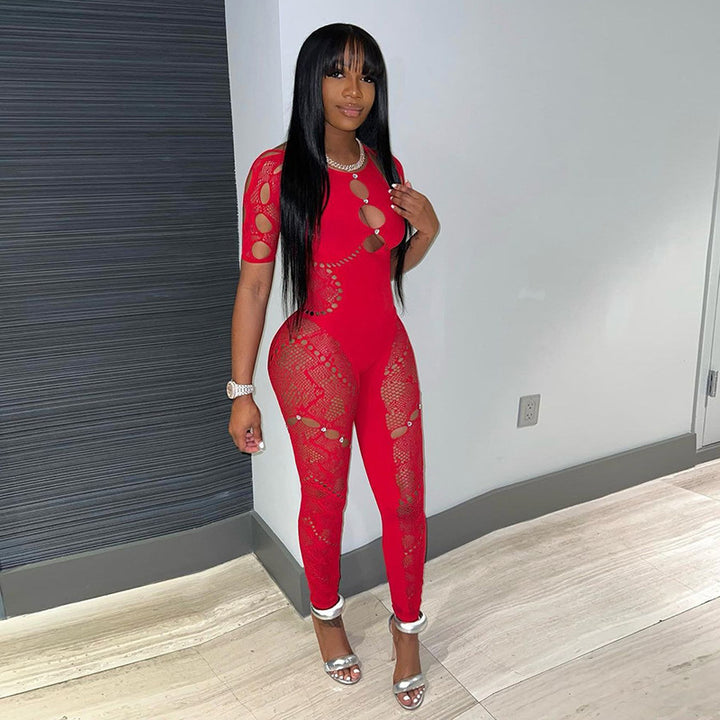 Women’s Rhinestone Knit Bodycon Jumpsuit