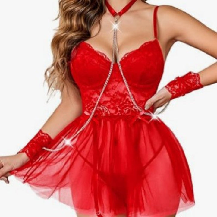 Sheer Mesh Nightdress – Front Detail Slip Dress Lingerie for Women