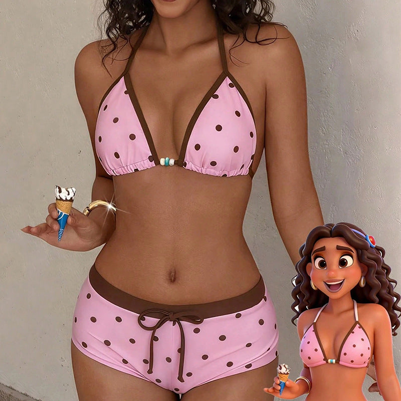 Color Block Polka Dot Bikini Set – Trendy Two-Piece Swimsuit for Women