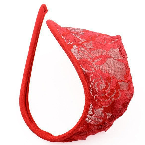 Women’s Lace C-String Couple Set – Cherry Detail Sheer Minimal Panty