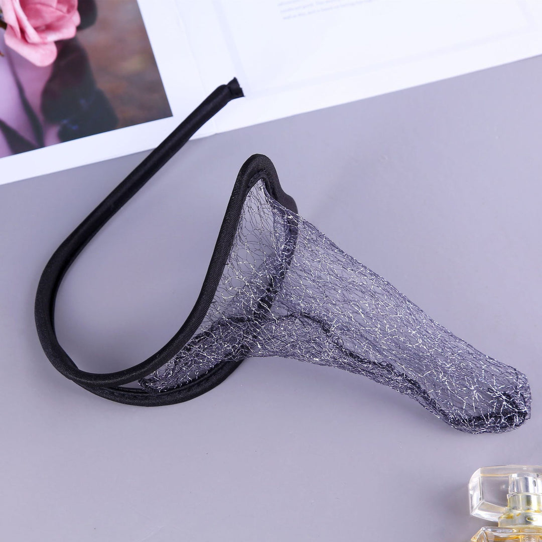 Women’s Lace C-String Couple Set – Cherry Detail Sheer Minimal Panty