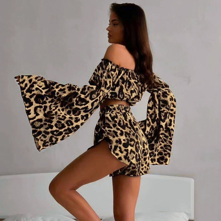 Leopard Print Off Shoulder Lounge Set