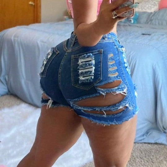 Peach Lift Jean Shorts – Distressed High Rise Denim Shorts
