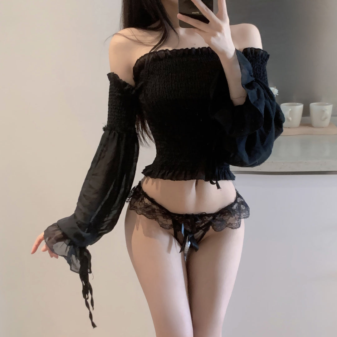 Lace Detail Faux Fur Accent Panty