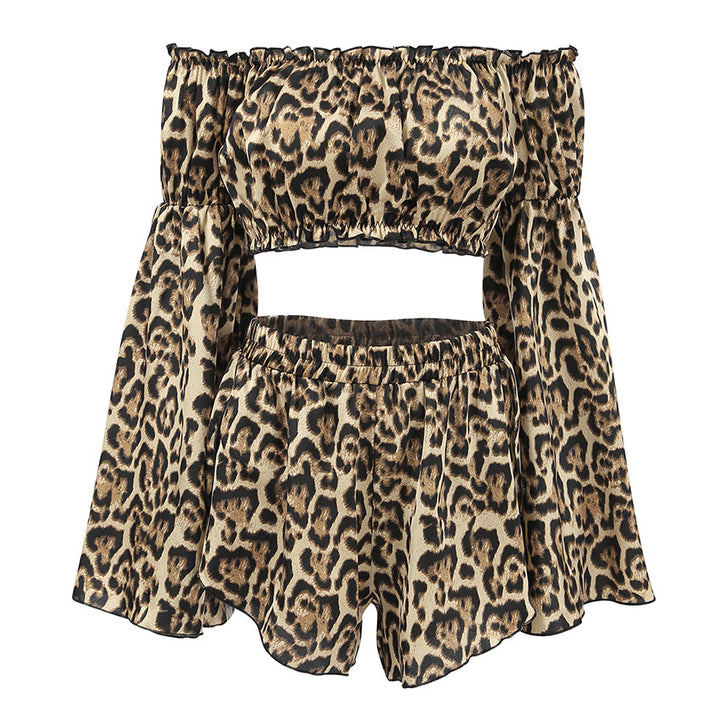 Leopard Print Off Shoulder Lounge Set