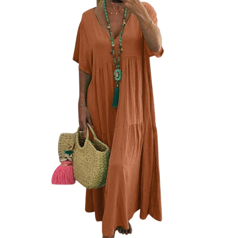 Relaxed V Neck Maxi Dress