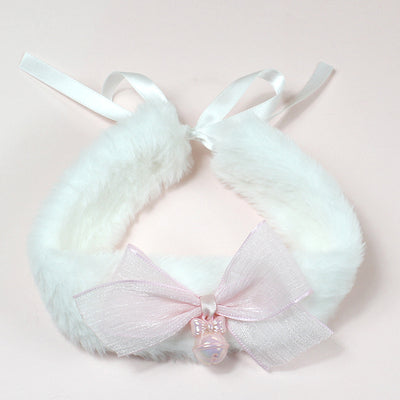 Light Pink Bow Plush Collar