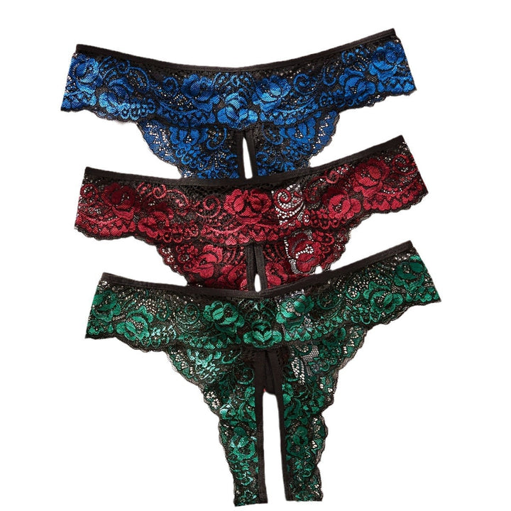 Lace Cutout Thong – Women’s Sheer Low Rise Lingerie Panty