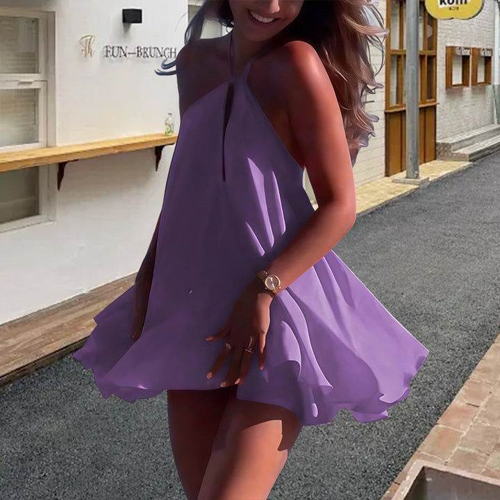 Deep V Sleeveless A-Line Party Dress