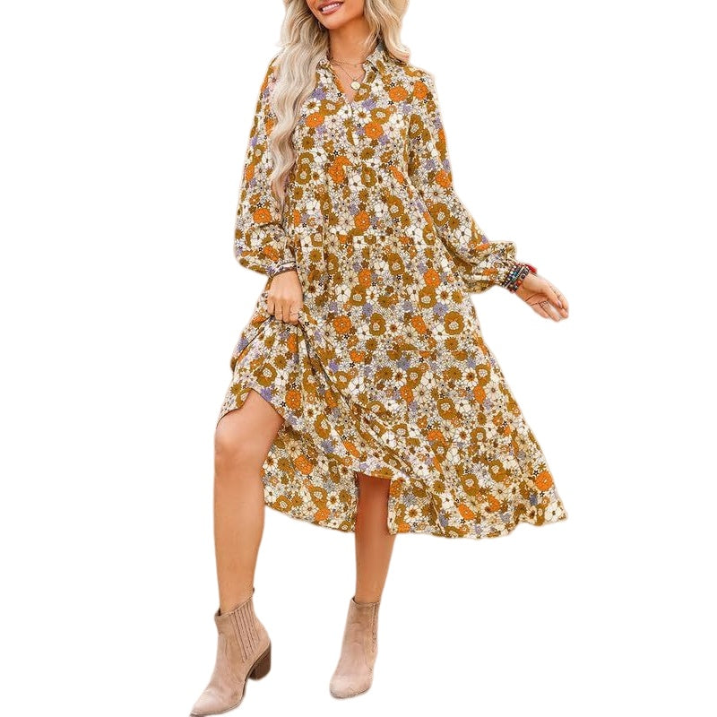 Vintage Floral Midi Dress