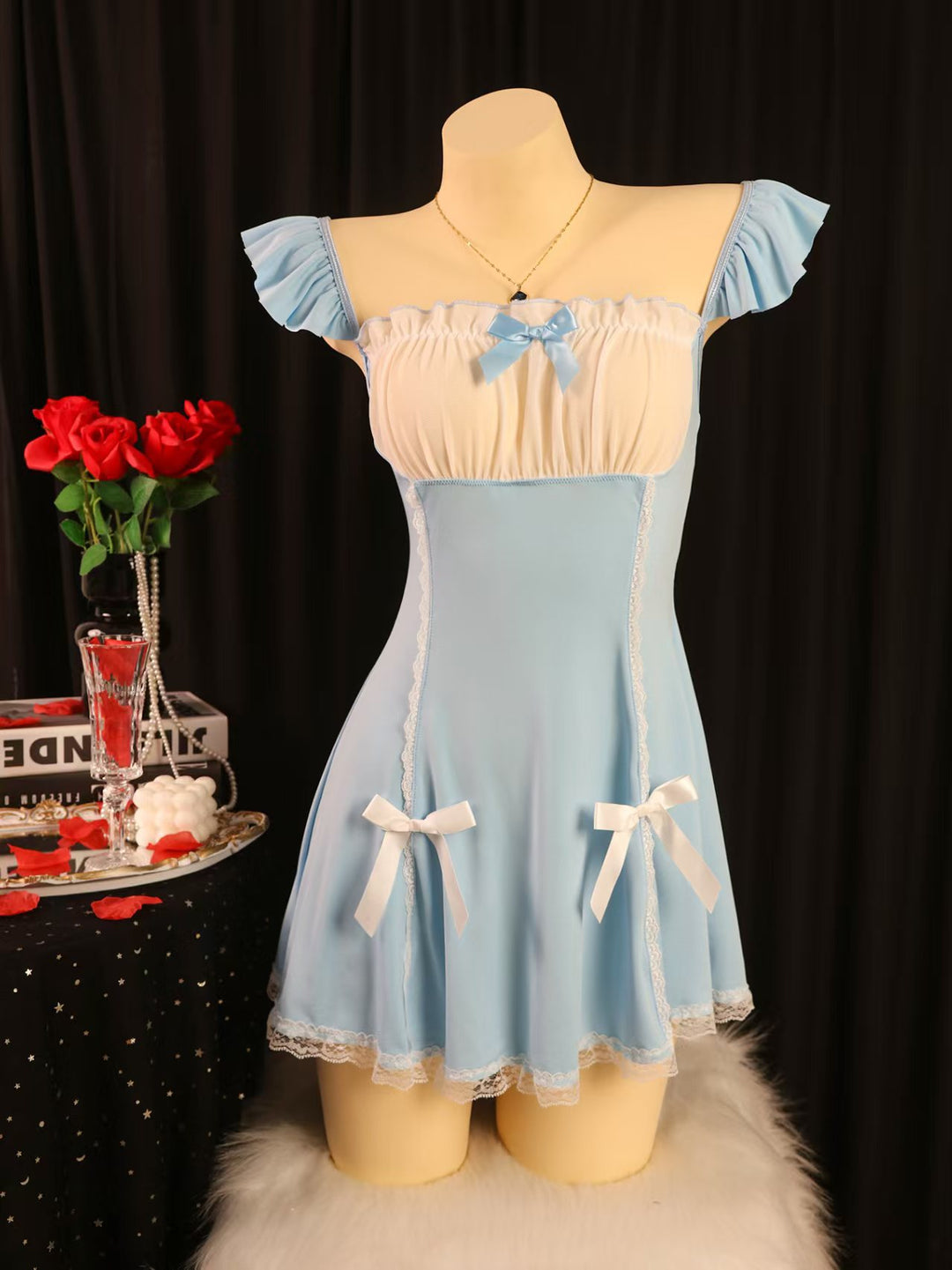 Women’s Satin Ruffle Babydoll Nightdress