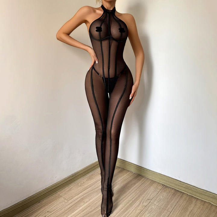 Sheer Mesh Halter Bodysuit
