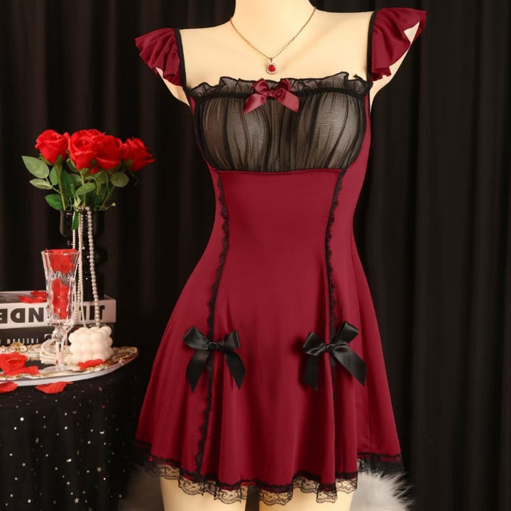 Women’s Satin Ruffle Babydoll Nightdress