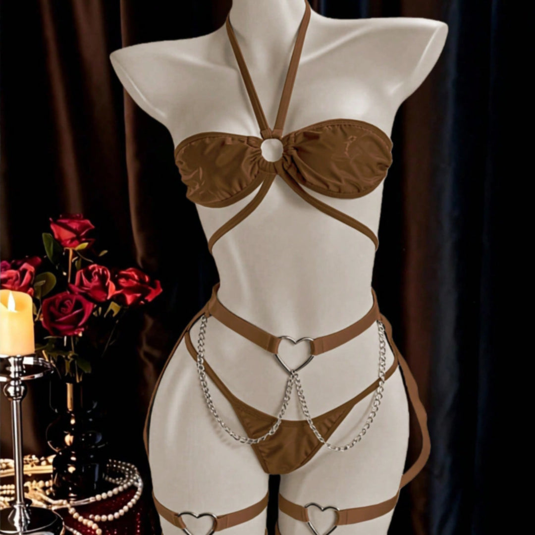 Heart Chain Strappy Lingerie Set