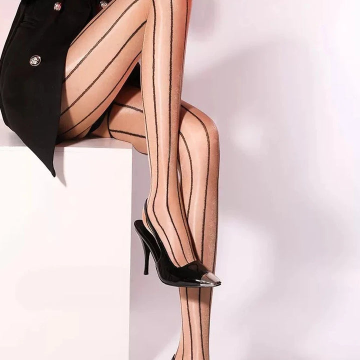 Vertical Line Oiled Stockings