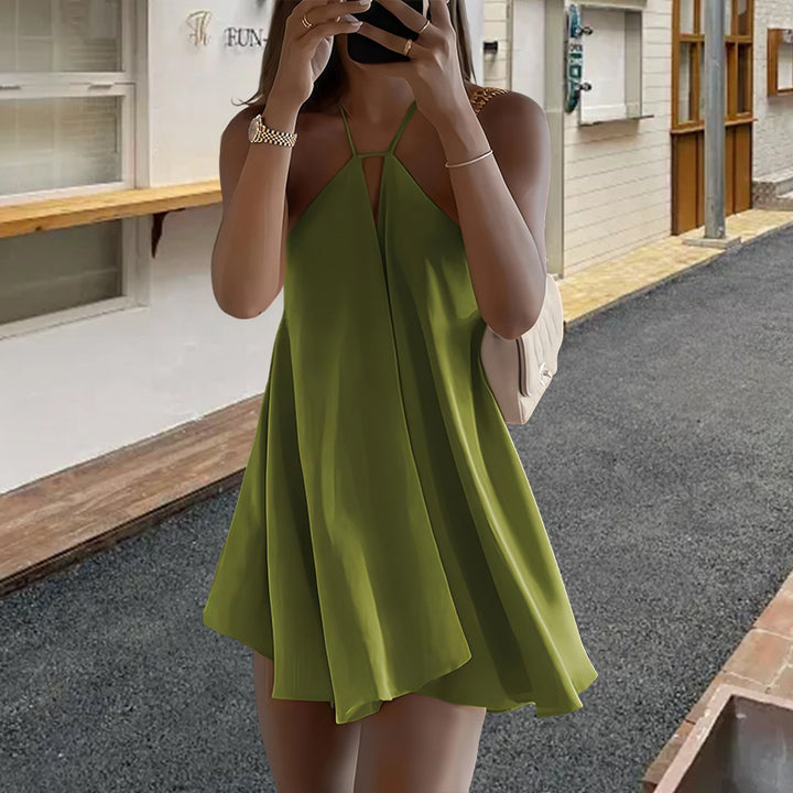 Deep V Sleeveless A-Line Party Dress